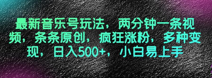最新音乐号玩法，两分钟一条视频，条条原创，疯狂涨粉，多种变现，日入500+，小白易上手【揭秘】-网创星球