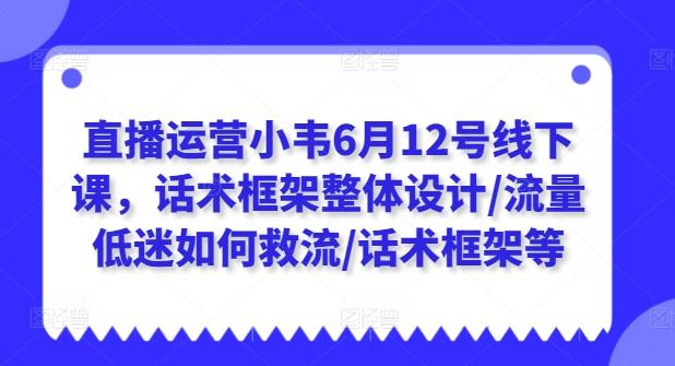 直播运营小韦6月12号线下课，话术框架整体设计/流量低迷如何救流/话术框架等-网创星球