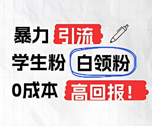 暴力引流学生粉白领粉，吊打以往垃圾玩法，0成本，高回报-网创星球