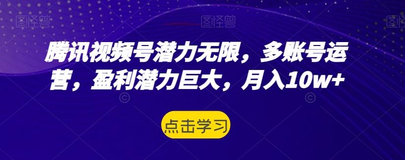 腾讯视频号潜力无限，多账号运营，盈利潜力巨大，月入10w+-网创星球