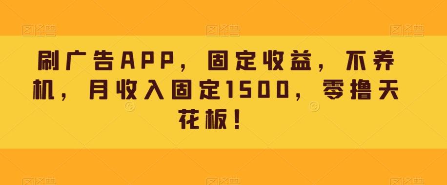 刷广告APP，固定收益，不养机，月收入固定1500，零撸天花板！-网创星球