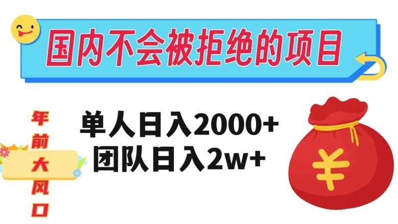 在国内不怕被拒绝的项目，单人日入2000，团队日入20000+【揭秘】-网创星球