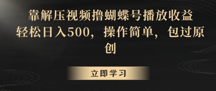 靠解压视频撸蝴蝶号播放收益，轻松日入500，操作简单，包过原创【揭秘】-网创星球