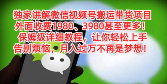独家讲解微信视频号搬运带货项目，保姆级详细教程-网创星球
