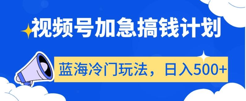 视频号加急搞钱计划，蓝海冷门玩法，日入500+【揭秘】-网创星球