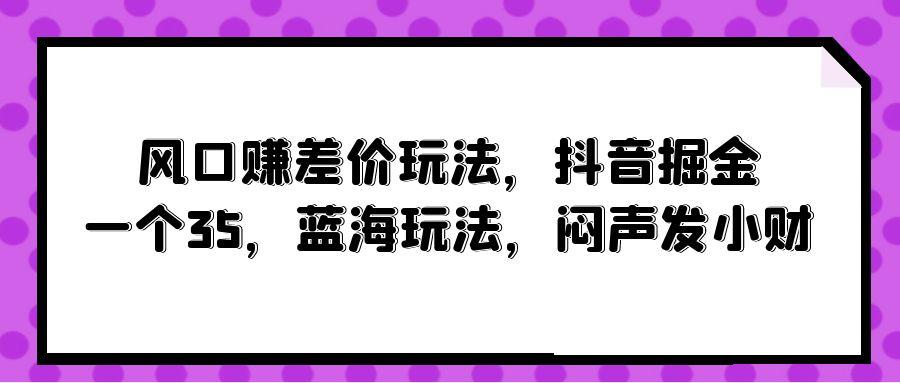 (10022期)风口赚差价玩法，抖音掘金，一个35，蓝海玩法，闷声发小财-网创星球