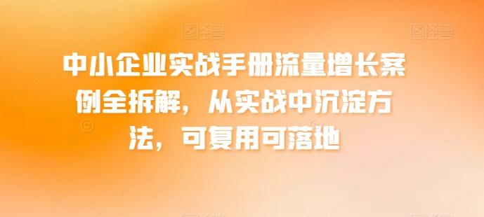 中小企业实战手册流量增长案例全拆解，从实战中沉淀方法，可复用可落地-网创星球