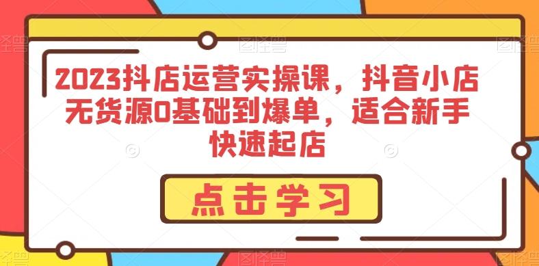 2023抖店运营实操课，抖音小店无货源0基础到爆单，适合新手快速起店-网创星球