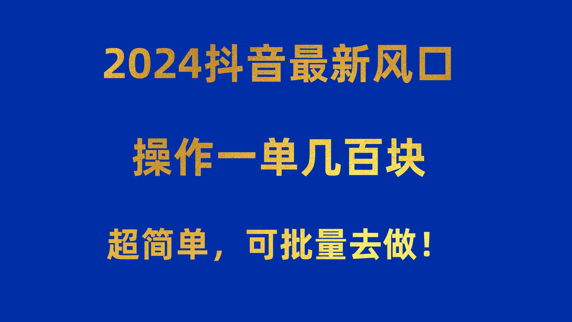 2024抖音最新风口！操作一单几百块！超简单，可批量去做！！！-网创星球