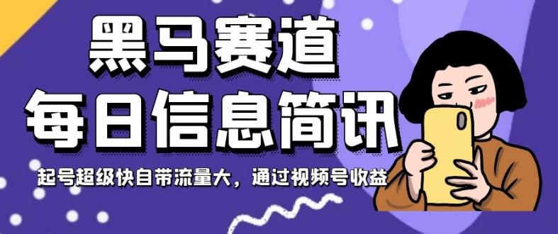 黑马赛道每日信息简讯，起号超级快自带流量大，通过视频号收益【揭秘】-网创星球