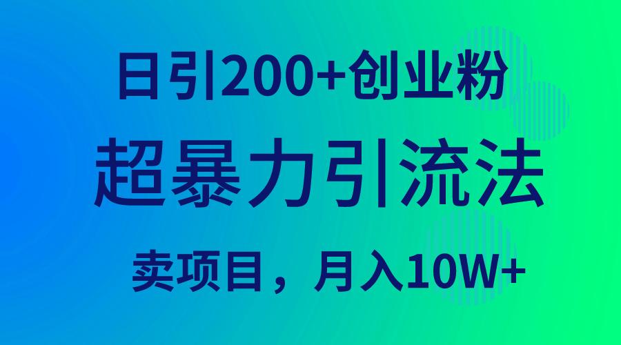 (9654期)超暴力引流法，日引200+创业粉，卖项目月入10W+-网创星球