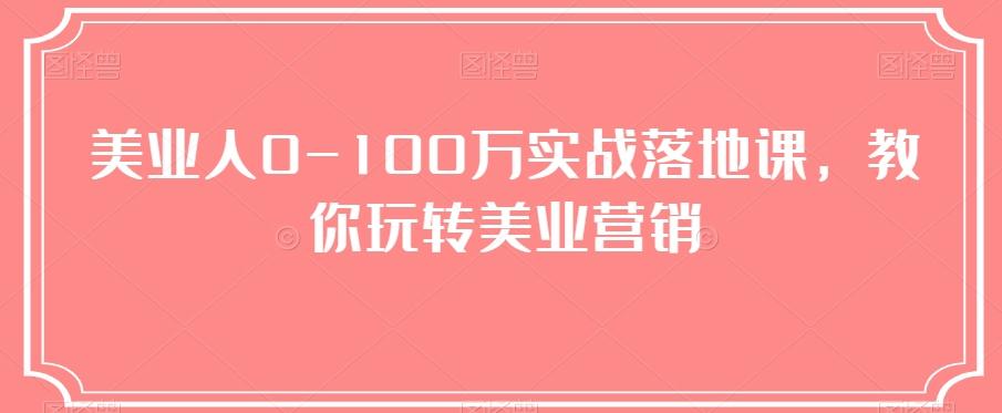 美业人0-100万实战落地课，教你玩转美业营销-网创星球