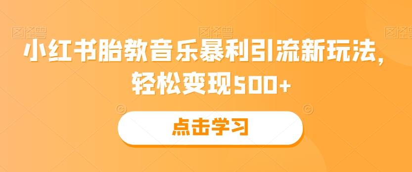 小红书胎教音乐暴利引流新玩法，轻松变现500+-网创星球