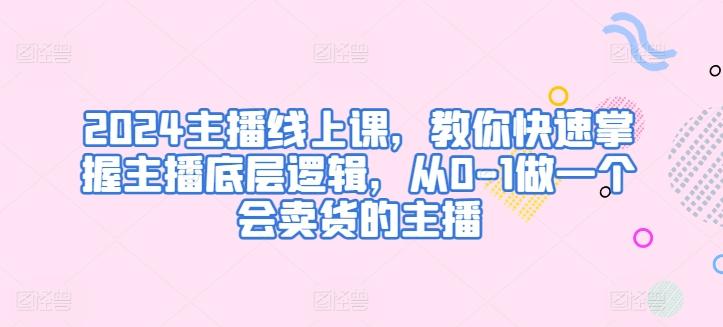 2024主播线上课，教你快速掌握主播底层逻辑，从0-1做一个会卖货的主播-网创星球