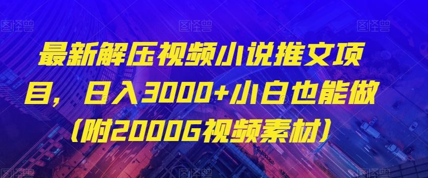 最新解压视频小说推文项目，日入3000+小白也能做（附2000G视频素材）【揭秘】-网创星球