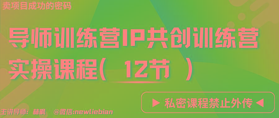 导师训练营3.0IP共创训练营私密实操课程(12节)-卖项目的密码成功秘诀-网创星球