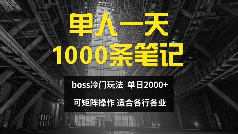 单人一天1000条笔记，日入2000+，BOSS直聘的正确玩法【揭秘】-网创星球