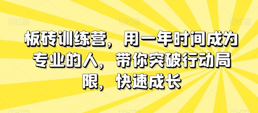 板砖训练营，用一年时间成为专业的人，带你突破行动局限，快速成长-网创星球