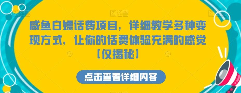 咸鱼白嫖话费项目，详细教学多种变现方式，让你的话费体验充满的感觉【仅揭秘】-网创星球