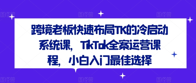 跨境老板快速布局TK的冷启动系统课，TikTok全案运营课程，小白入门最佳选择-网创星球