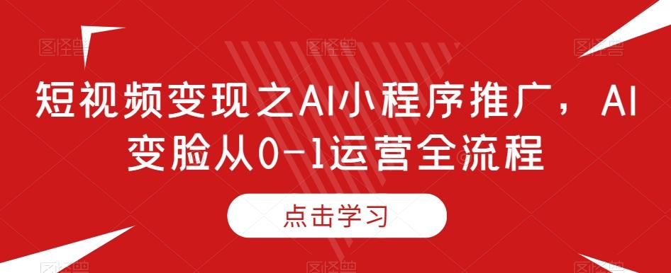 短视频变现之AI小程序推广，AI变脸从0-1运营全流程-网创星球
