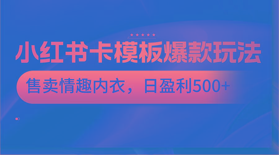 小红书卡模板爆款玩法，售卖情趣内衣，日盈利500+-网创星球