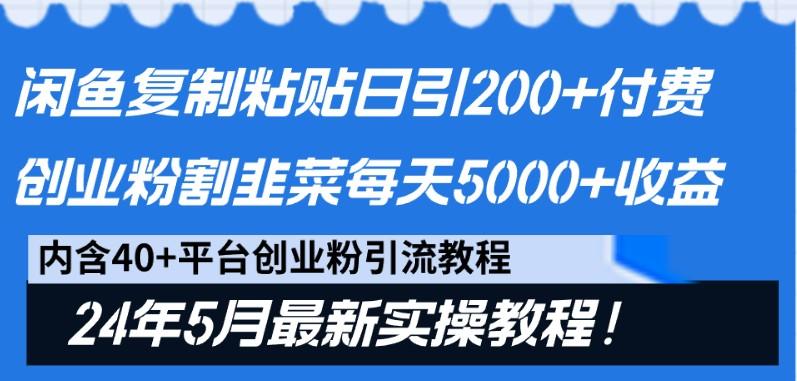 闲鱼复制粘贴日引200+付费创业粉，24年5月最新方法！割韭菜日稳定5000+收益-网创星球