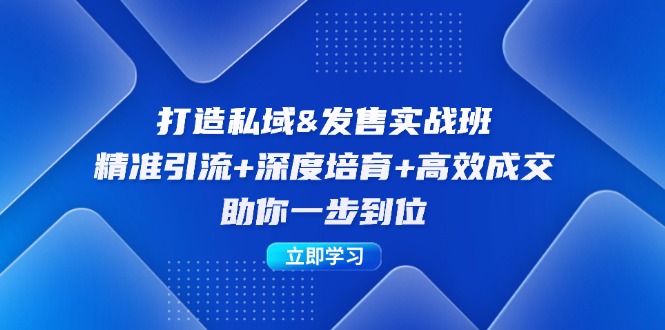打造私域&发售实操班：精准引流+深度培育+高效成交，助你一步到位-网创星球