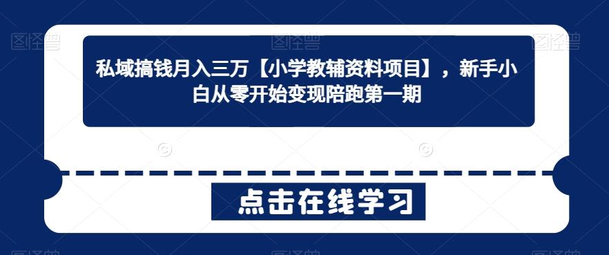 私域搞钱月入三万【小学教辅资料项目】，新手小白从零开始变现陪跑第一期-网创星球