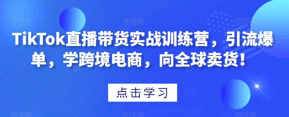 TikTok直播带货实战训练营，引流爆单，学跨境电商，向全球卖货！-网创星球