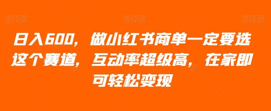 日入600，做小红书商单一定要选这个赛道，互动率超级高，在家即可轻松变现-网创星球