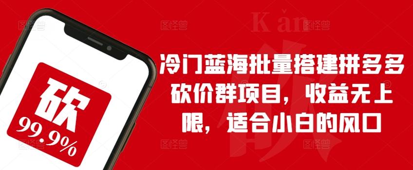冷门蓝海批量搭建拼多多砍价群项目，收益无上限，适合小白的风口【揭秘】-网创星球