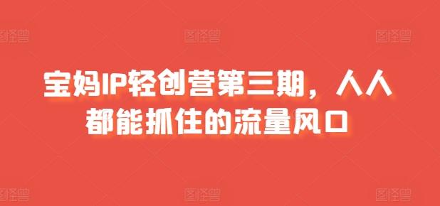 宝妈IP轻创营第三期，人人都能抓住的流量风口-网创星球