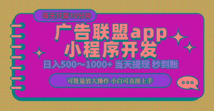 小程序开发 广告赚钱 日入500~1000+ 小白轻松上手！-网创星球