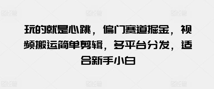 玩的就是心跳，偏门赛道掘金，视频搬运简单剪辑，多平台分发，适合新手小白【揭秘】-网创星球