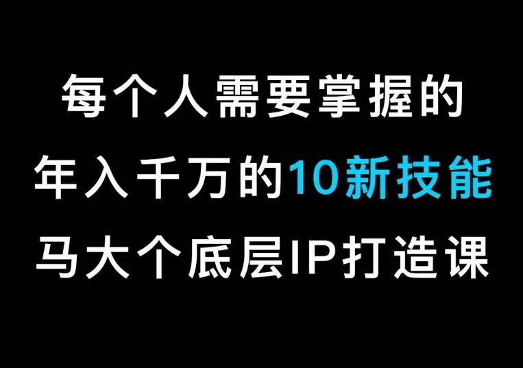 马大个的IP底层逻辑课，​每个人需要掌握的年入千万的10新技能，约会底层IP打造方法！-网创星球