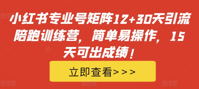 小红书专业号矩阵12+30天引流陪跑训练营，简单易操作，15天可出成绩!-网创星球