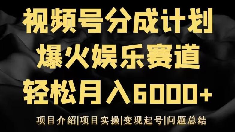 视频号创作分成计划之娱乐赛道轻松日入500+-网创星球
