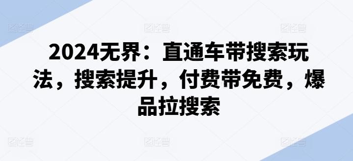 2024无界：直通车带搜索玩法，搜索提升，付费带免费，爆品拉搜索-网创星球