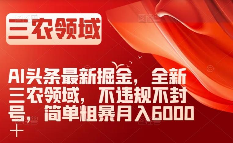 AI头条最新掘金，全新三农领域，不违规不封号，简单粗暴月入6000＋【揭秘】-网创星球