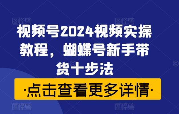 视频号2024视频实操教程，蝴蝶号新手带货十步法-网创星球