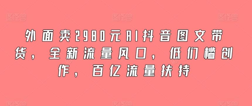 外面卖2980元AI抖音图文带货，全新流量风口，低们槛创作，百亿流量扶持-网创星球