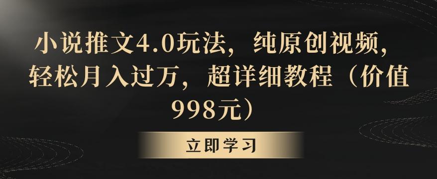 小说推文4.0玩法，纯原创视频，轻松月入过万，超详细教程(价值998元)【揭秘】-网创星球
