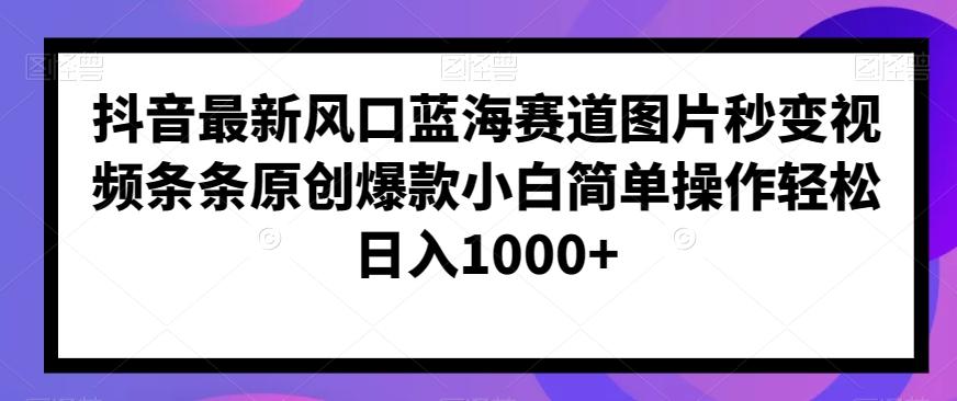 抖音最新风口蓝海赛道图片秒变视频条条原创爆款小白简单操作轻松日入1000+-网创星球