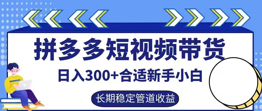 拼多多短视频带货日入300+有长期稳定被动收益，合适新手小白【揭秘】-网创星球
