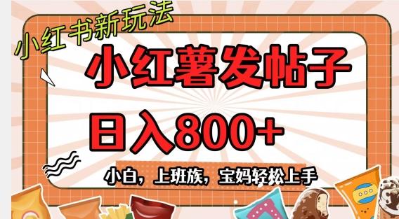 小红薯发日常帖子，日入800+小白专属项目可批量操作-网创星球