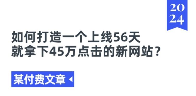 某付费文章《如何打造一个上线56天就拿下45万点击的新网站?》-网创星球