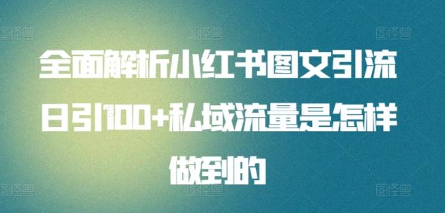 全面解析小红书图文引流日引100+私域流量是怎样做到的【揭秘】-网创星球