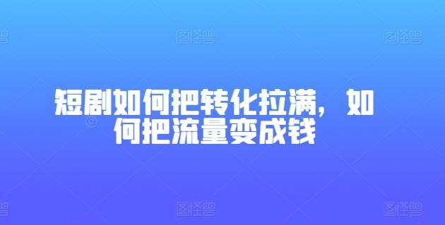 短剧如何把转化拉满，如何把流量变成钱-网创星球
