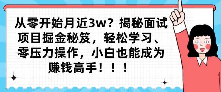 从零开始月近3w？揭秘面试项目掘金秘笈，轻松学习、零压力操作，小白也能成为赚钱高手-网创星球
